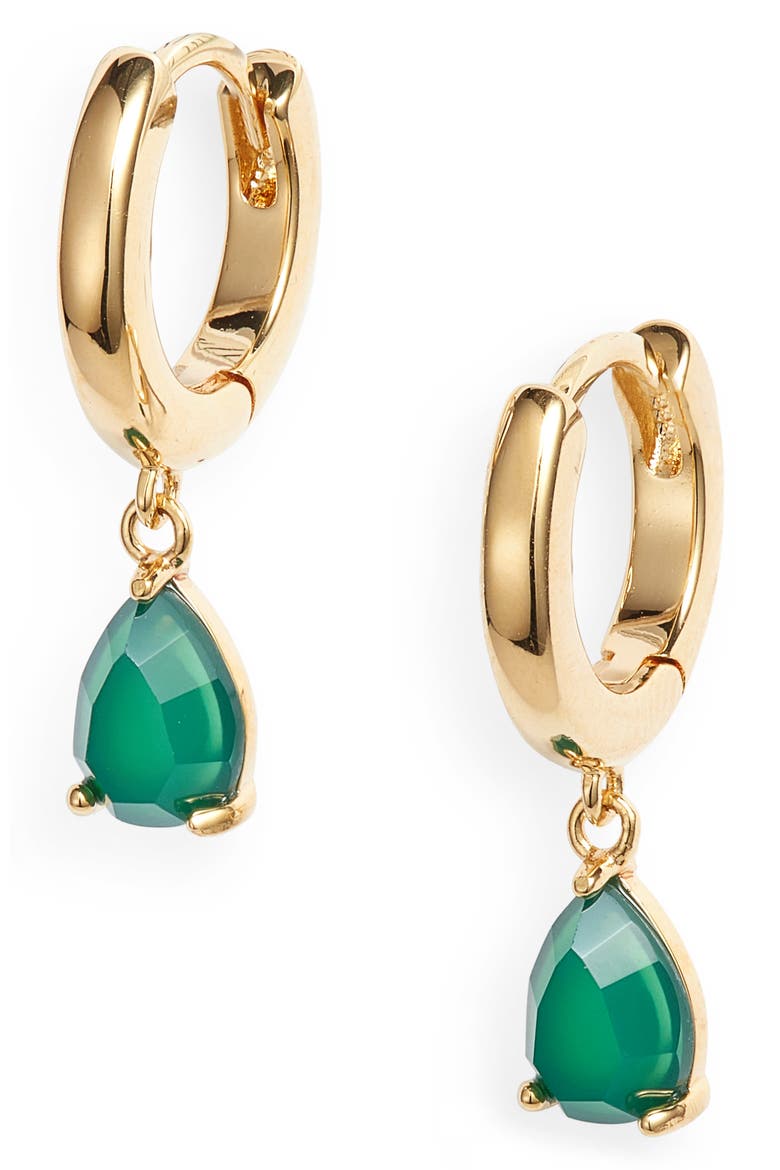 Demi Fine Semiprecious Stone Drop Earrings, Main, color, GREEN ONYX- GOLD