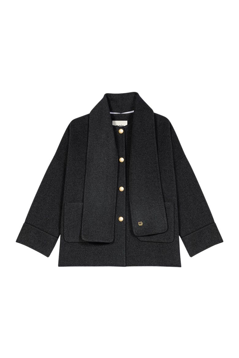 Coat with removable scarf, Alternate, color, Grey