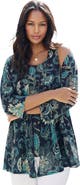 Roaman's Printed 2 Piece Tank And Cardigan Set