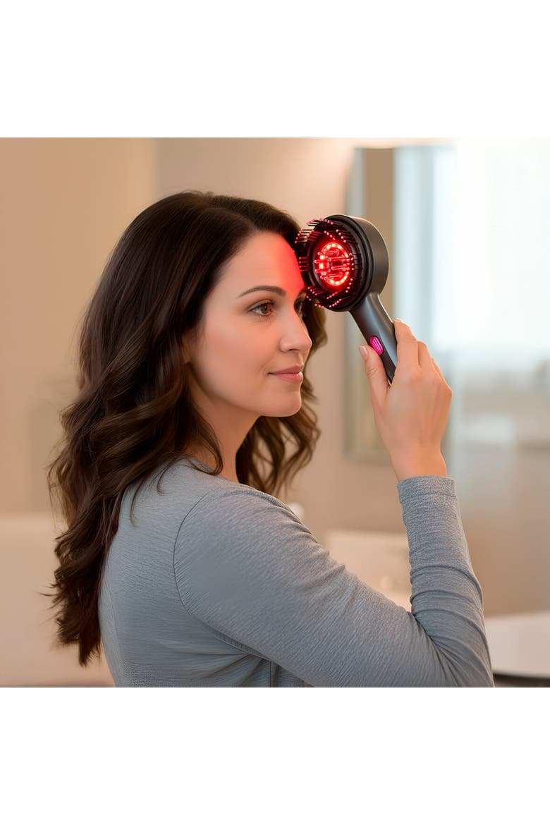Hair Wellness Duo Hot Air Blower Brush & Pursonic 3-in-1 LED Therapy Scalp Brush, Alternate, color, Black
