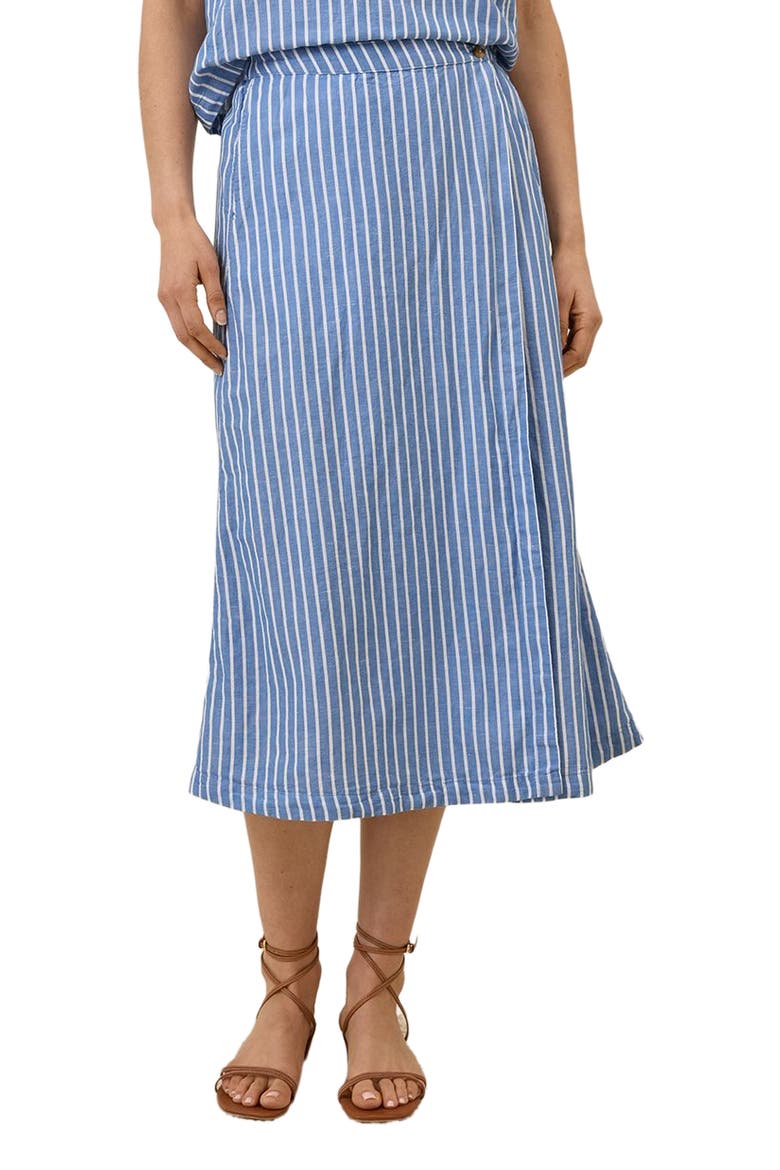 Canopy Linen Wrap Skirt Made with Organic Cotton, Alternate, color, Bondi Stripe