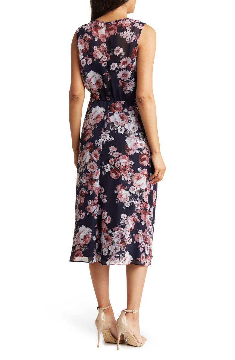 Connected Apparel Floral Sleeveless Chiffon Midi Dress, Alternate, color, 