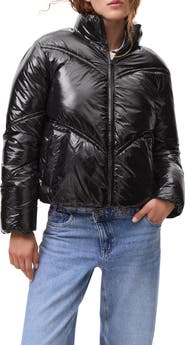 MANGO TEEN Shiny Chevron Quilted Puffer Coat
