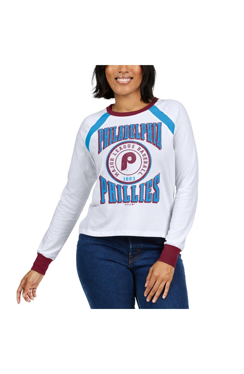 WEAR by Erin Andrews Women's WEAR by Erin Andrews White Philadelphia Phillies Raglan Long Sleeve T-Shirt, Alternate, color,