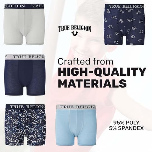 True Religion Boxer Briefs Pack Of 5 In Blue