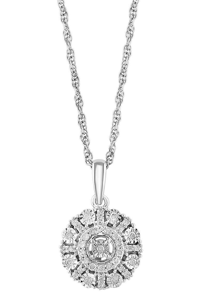 Sterling Silver Diamond Disc Pendant Necklace, Alternate, color, WHITE/ SILVER