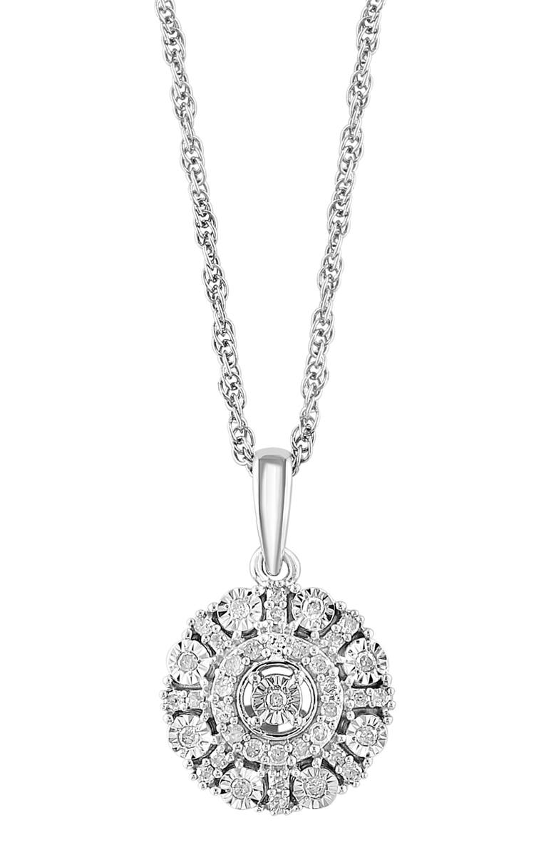 EFFY Sterling Silver Diamond Disc Pendant Necklace, Alternate, color, White/ Silver