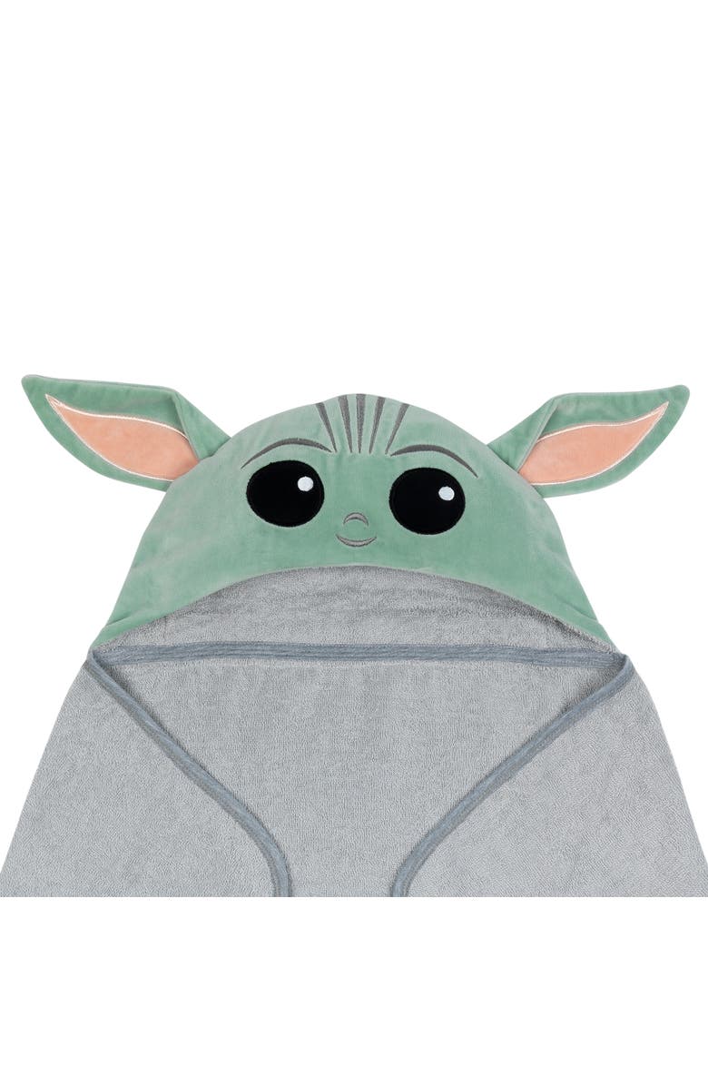 Lambs & Ivy Star Wars The Child/Baby Yoda/Grogu Gray Hooded Baby Bath Towel, Alternate, color, Gray