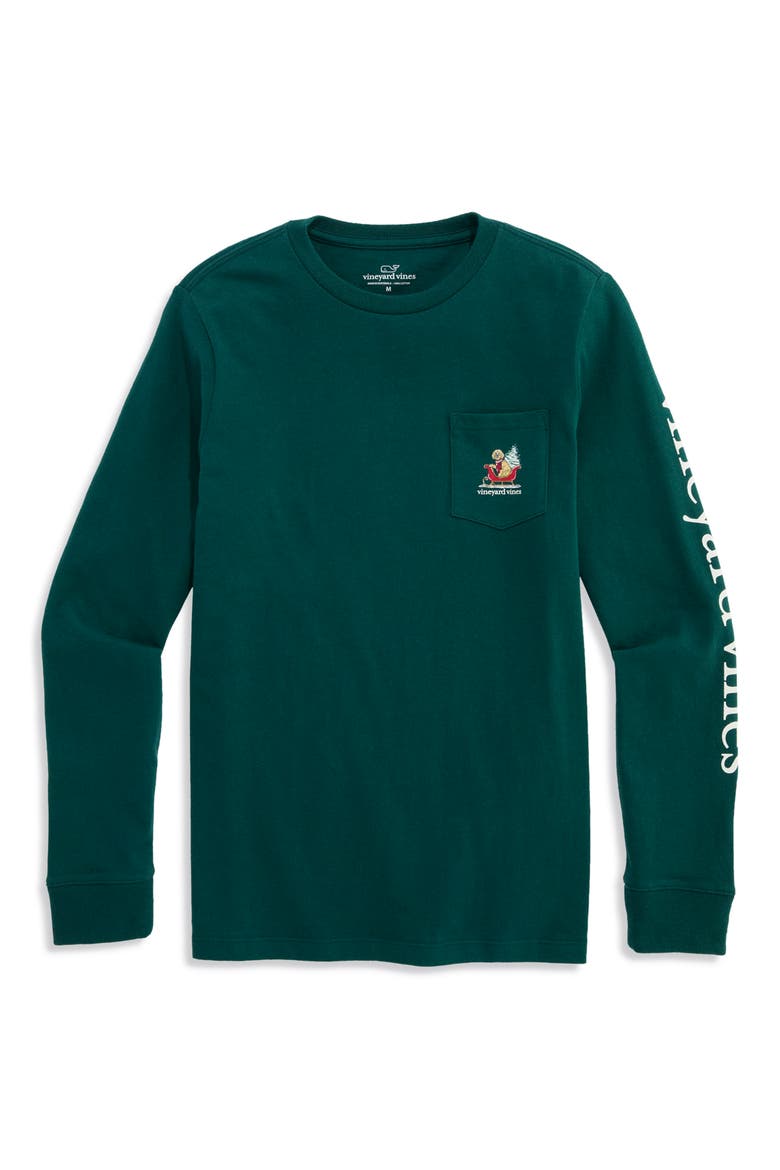 Kids' Big Dog Small Sleigh Long Sleeve Graphic Tee, Main, color, CHARLESTON GREEN