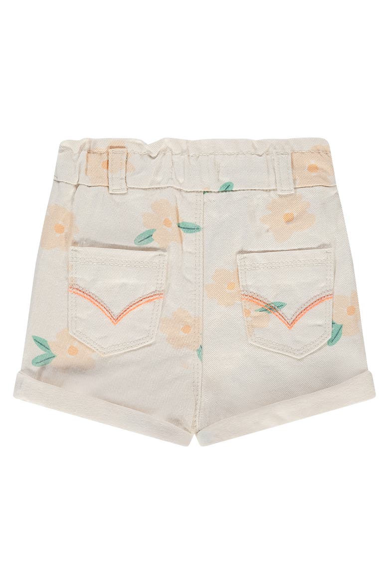 Paperbag Waist Floral Print Short Print, Alternate, color, Ivory