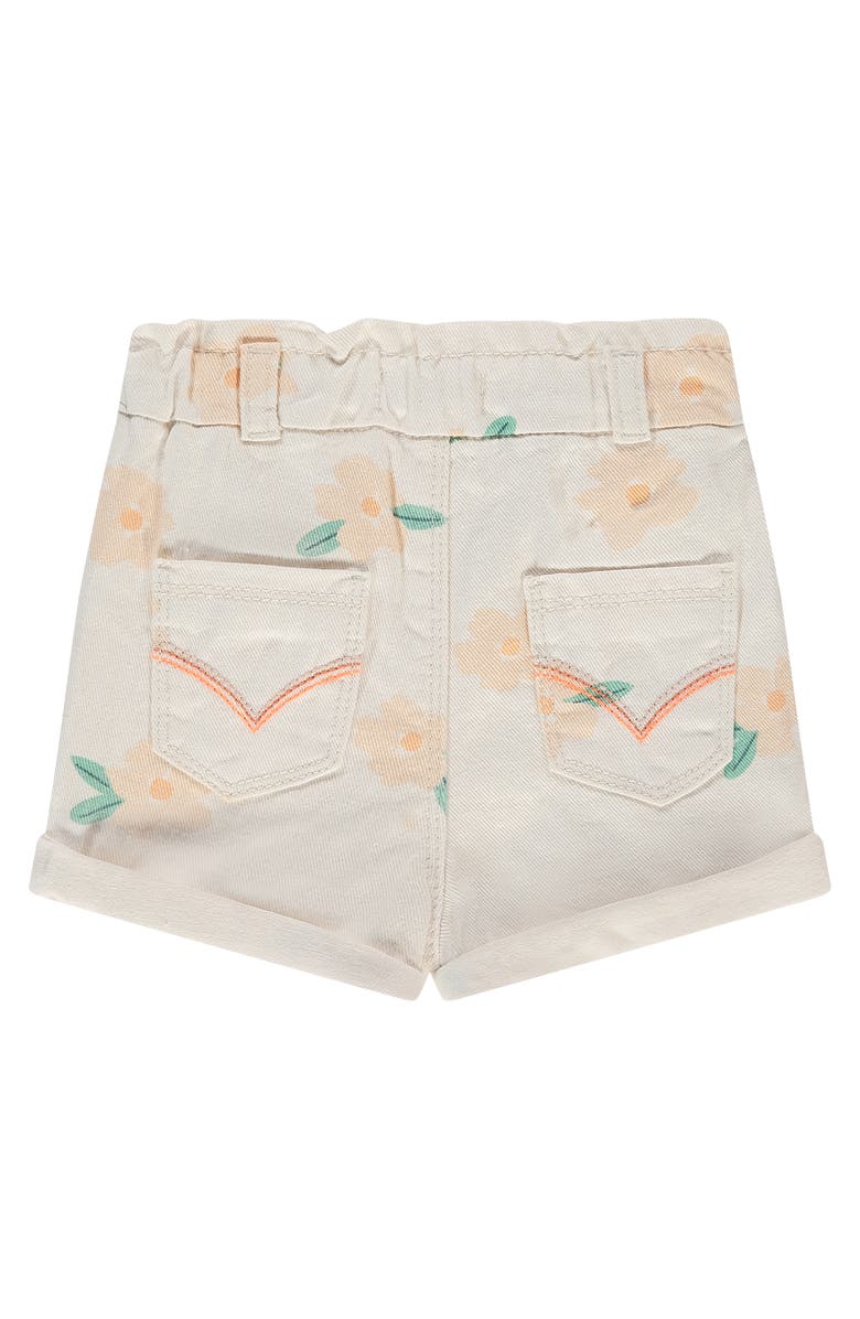 BABYFACE Paperbag Waist Floral Print Short Print, Alternate, color, Ivory