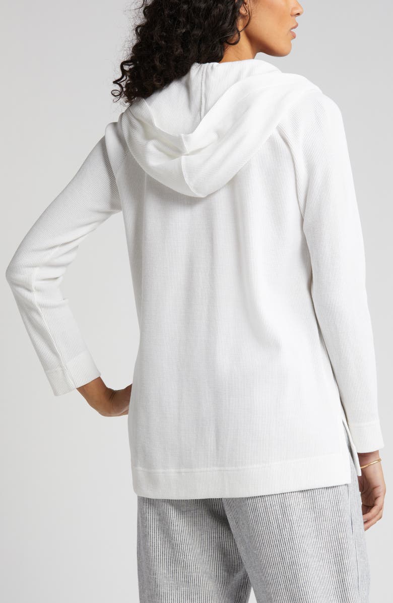 Caslon<sup>®</sup> Half Placket Waffle Knit Organic Cotton Blend Hoodie, Alternate, color, 