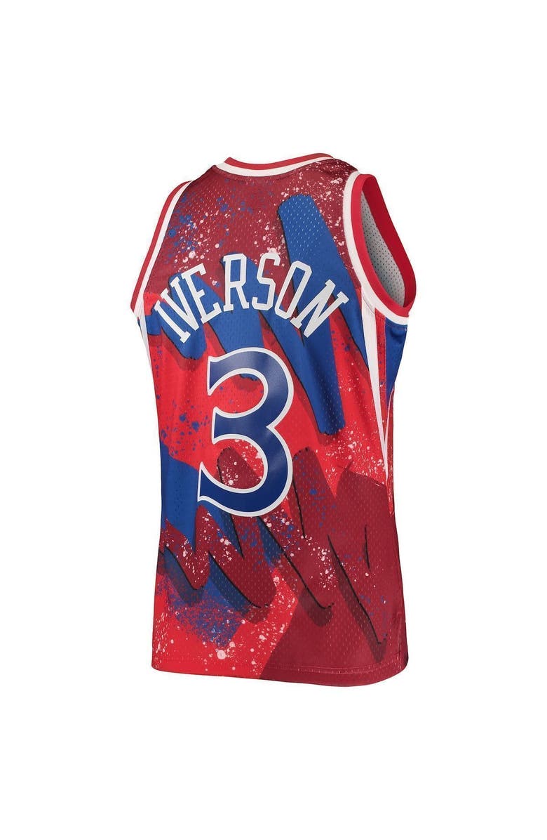 Mitchell & Ness Men's Mitchell & Ness Allen Iverson Red Philadelphia 76ers Hardwood Classics 1996/97 Hyper Hoops Swingman Jersey, Alternate, color, Red