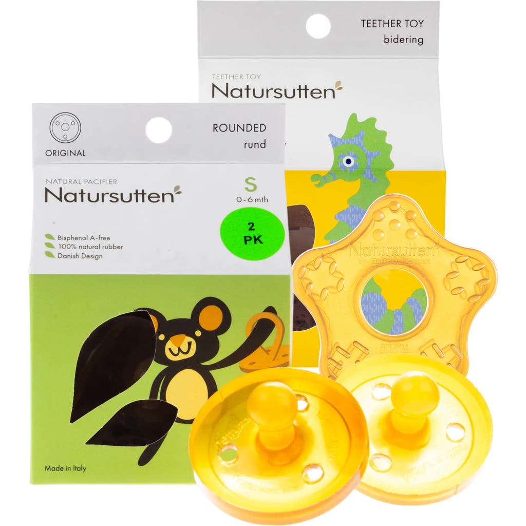 Natursutten Pacifier & Teether Toy Set in Natural Rubber Brown at Nordstrom