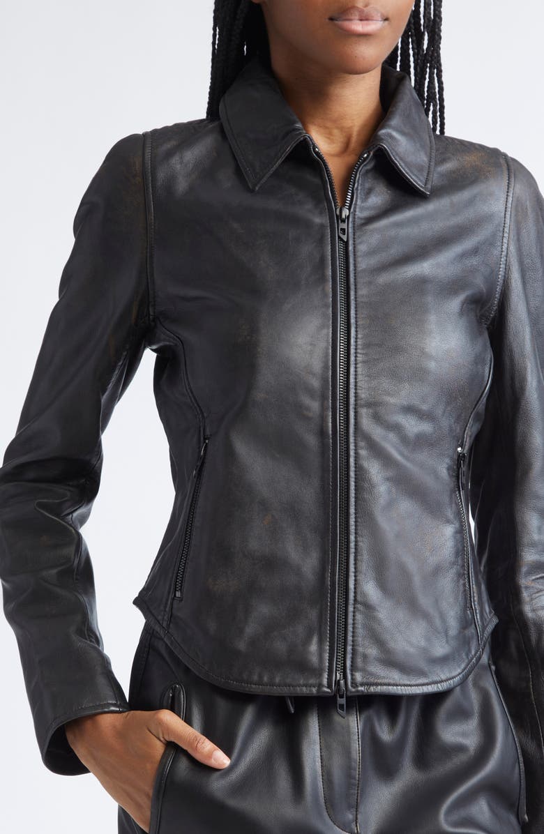 DIESEL<sup>®</sup> L-Egrad Distressed Leather Jacket, Alternate, color, Black