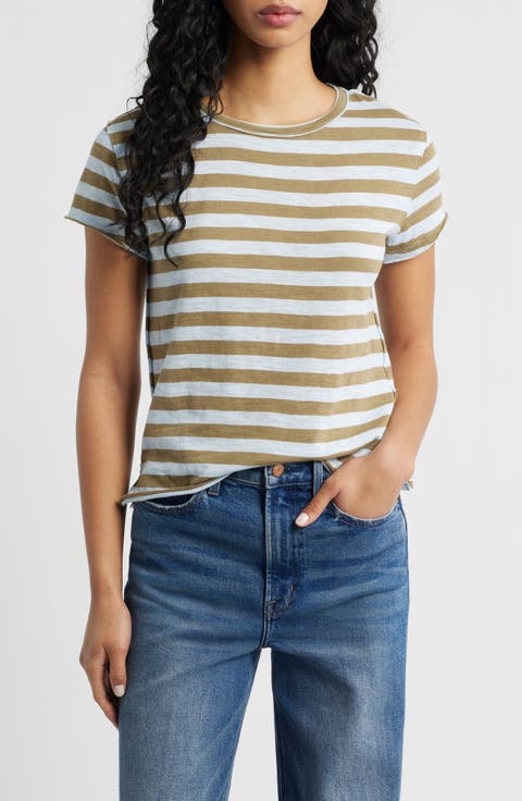 Nora Stripe Linen & Cotton T-Shirt