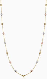 Oradina 14K Tricolor Gold Celebration Ball Station Necklace