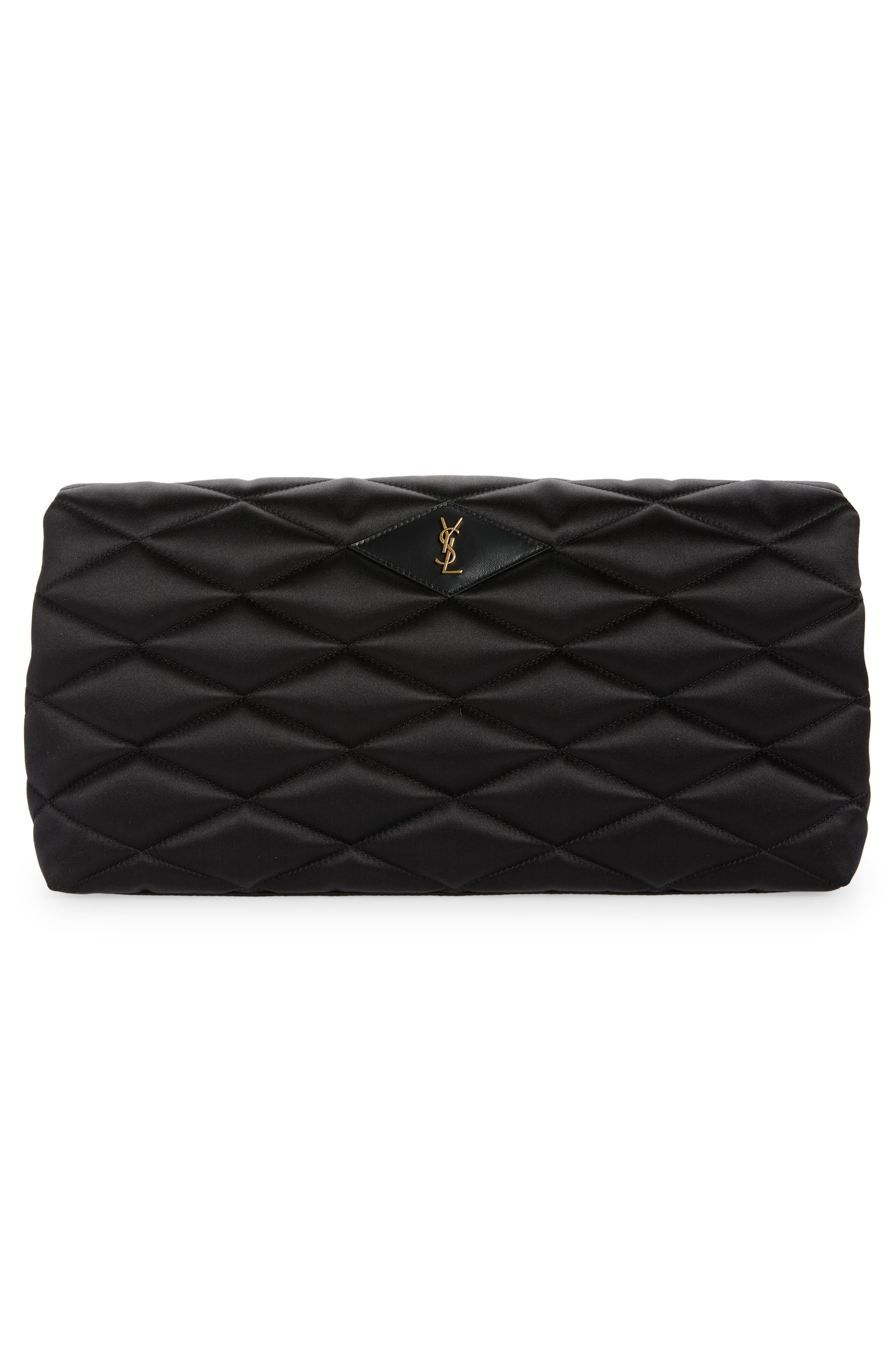 Saint Laurent Large Sade Satin Puffer Clutch, Alternate, color, 