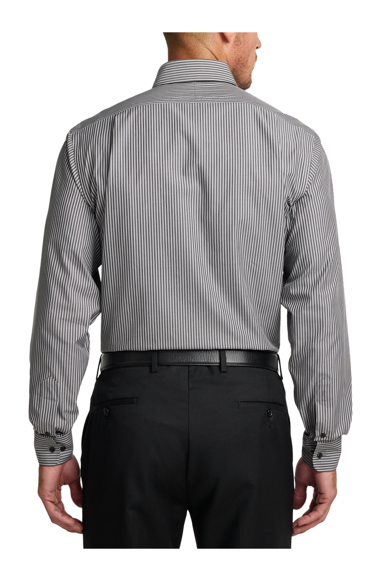 Cotton Point Collar Poplin Slim Contrast Trim Button Cuff Long Sleeve, Alternate, color, Black