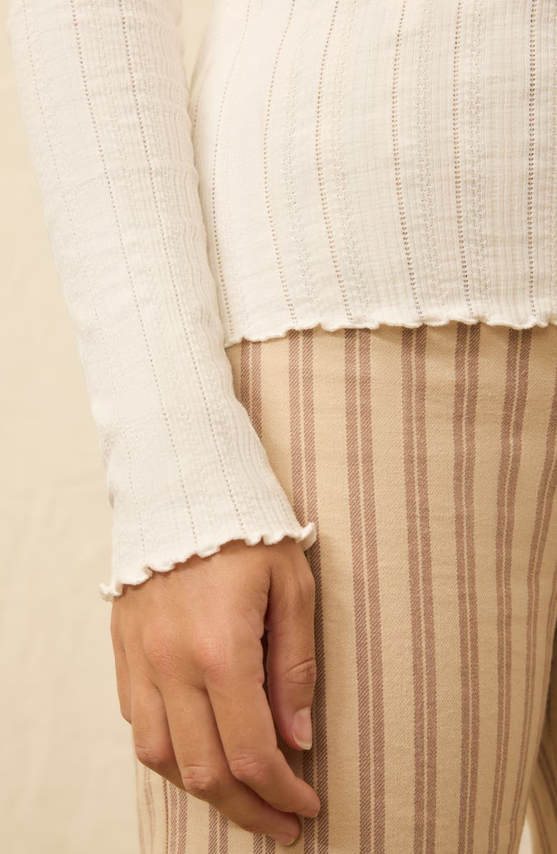 Faherty Paradise Pointelle Stitch Organic Cotton Blend Henley, Alternate, color, Egret