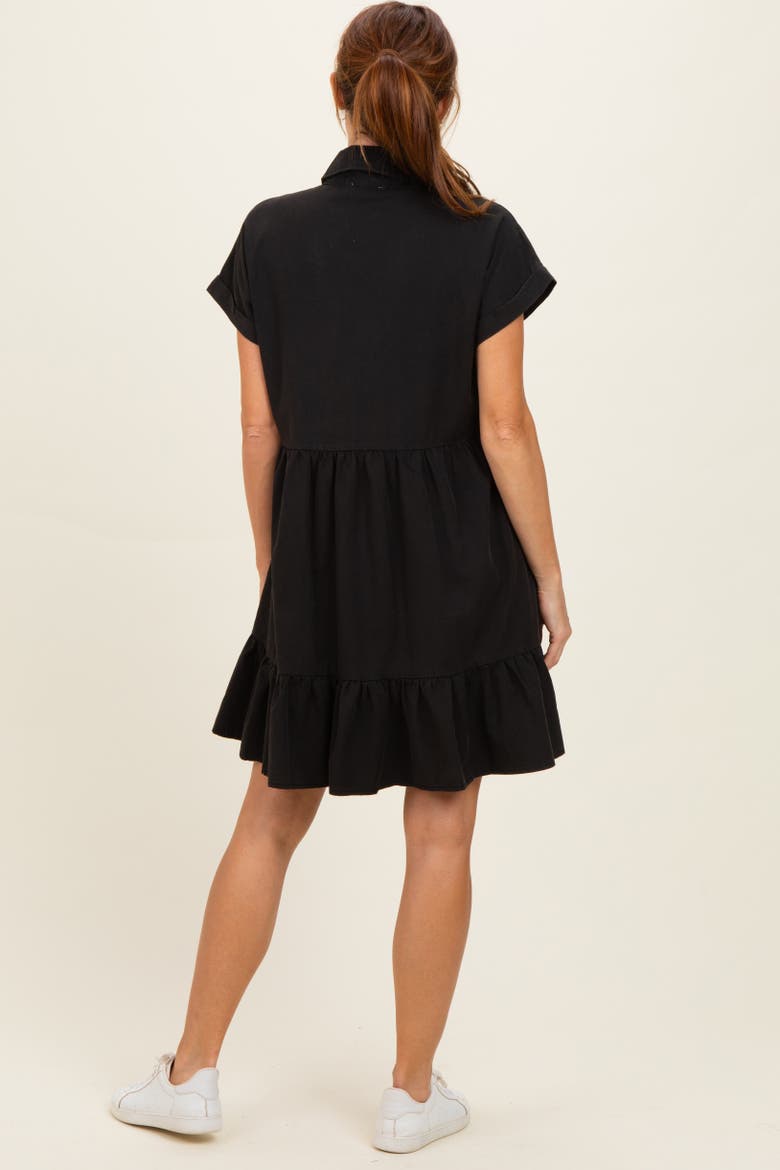 Button Down Mini Dress, Alternate, color, Black