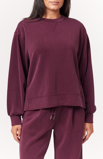 Scotch & Soda Crewneck Pullover In Burgundy