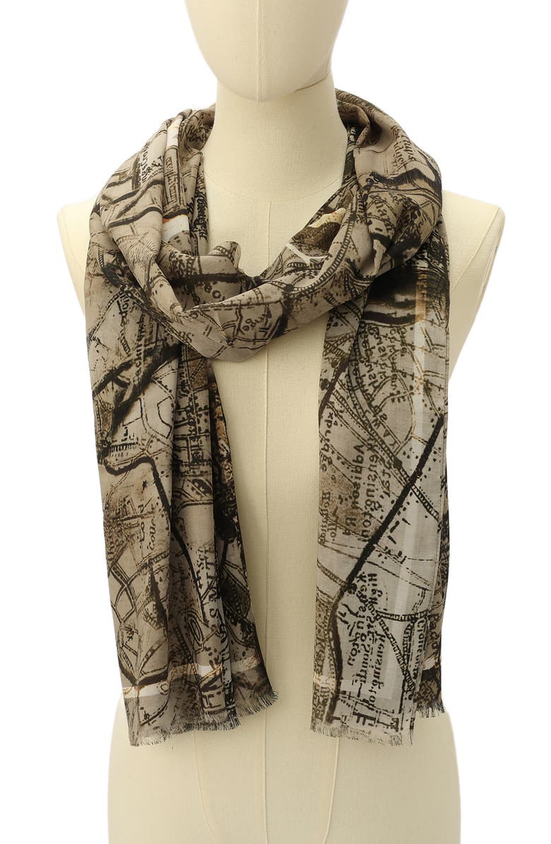 AllSaints Gianna Latte Brown Oblong Scarf, Alternate, color, 