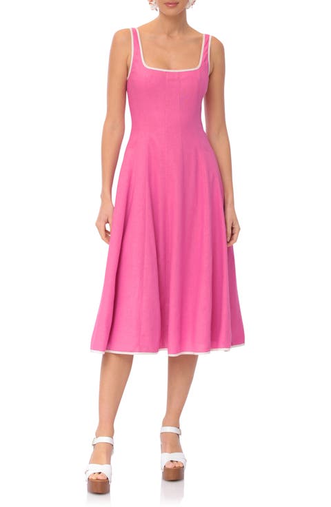 Contrast Edge Fit & Flare Midi Dress