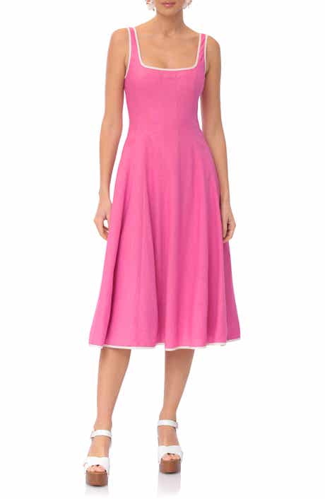 Avec Les Filles Contrast Edge Fit & Flare Midi Dress