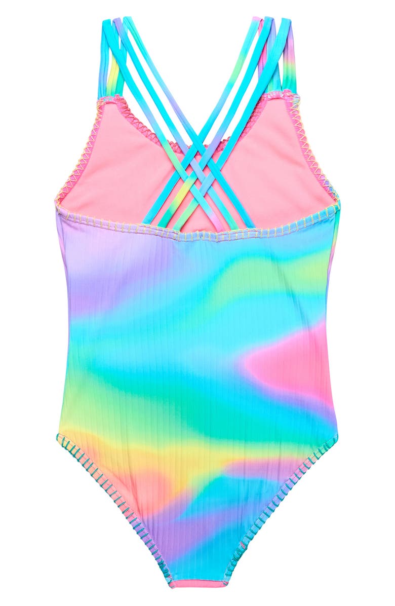 Beach Lingo Kids' Strappy Rib One-Piece Swimsuit, Alternate, color,