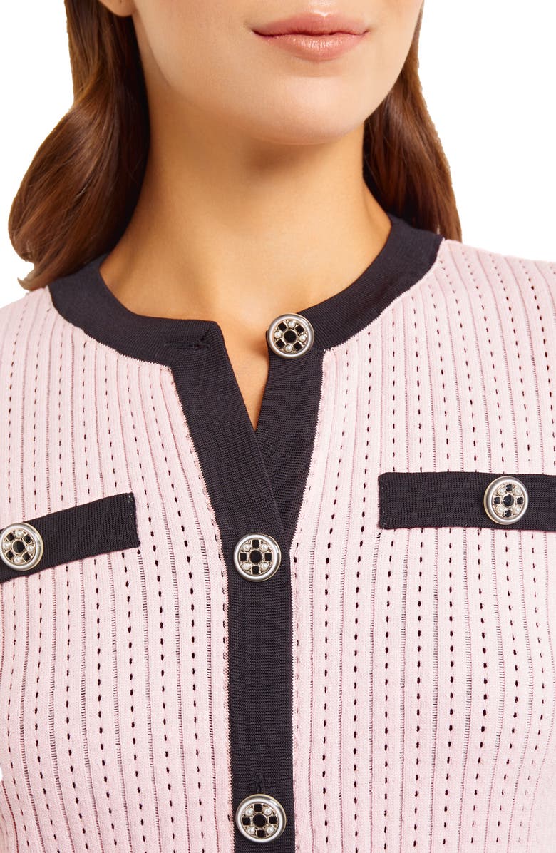 Misook Eyelet Cardigan, Alternate, color, 