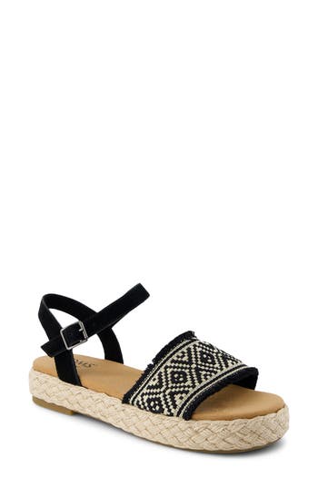 Toms Abby Flatform Espadrille Sandal In Black