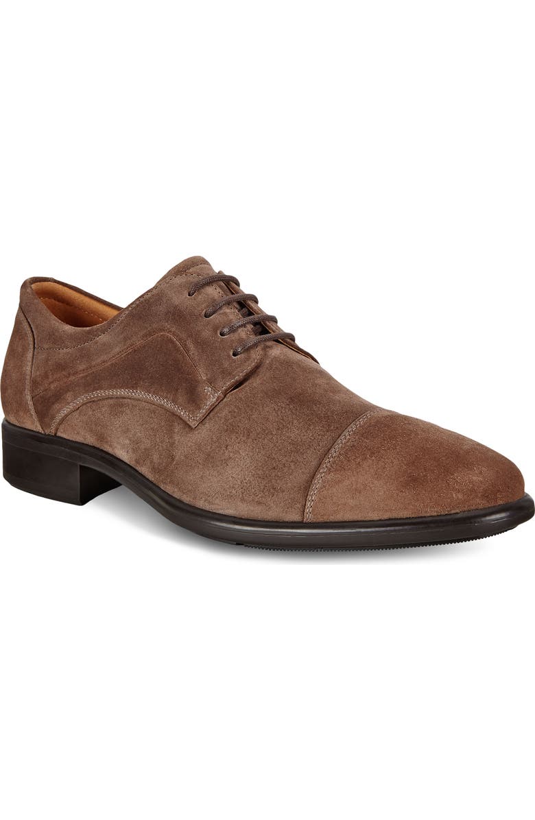 ECCO Citytray Cap Toe Derby, Main, color, Dark Clay