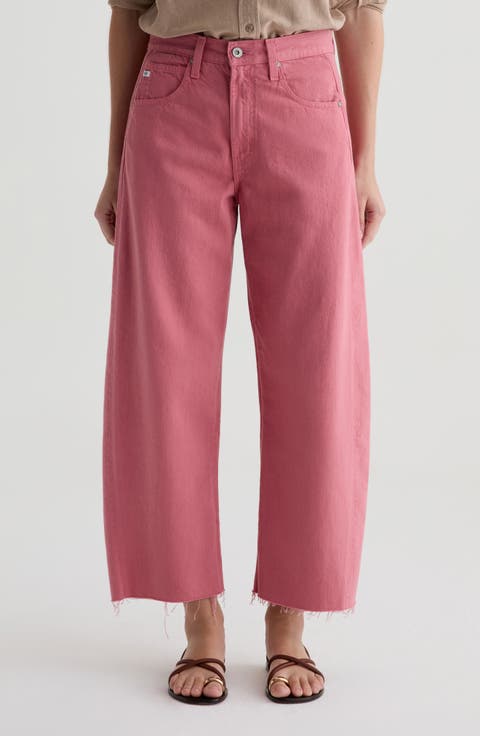 Hattie Raw Hem High Waist Crop Barrel Jeans