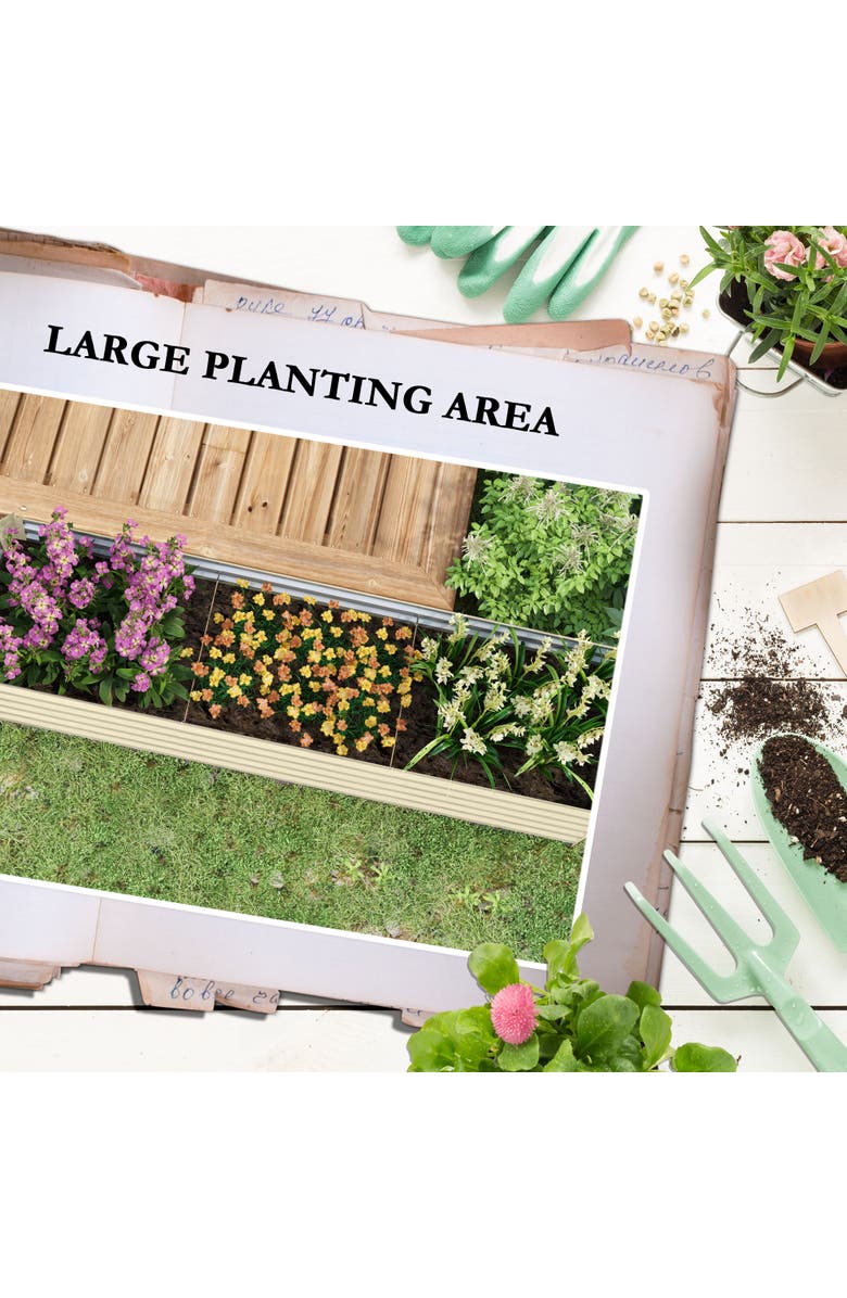 Outsunny Raised Kit, Metal Elevated with Safety, Large Raised Bed Garden Bed, Alternate, color, Cream White