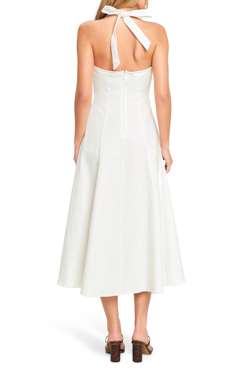 FLYING TOMATO Halter Neck Denim Midi Dress, Alternate, color, White Denim