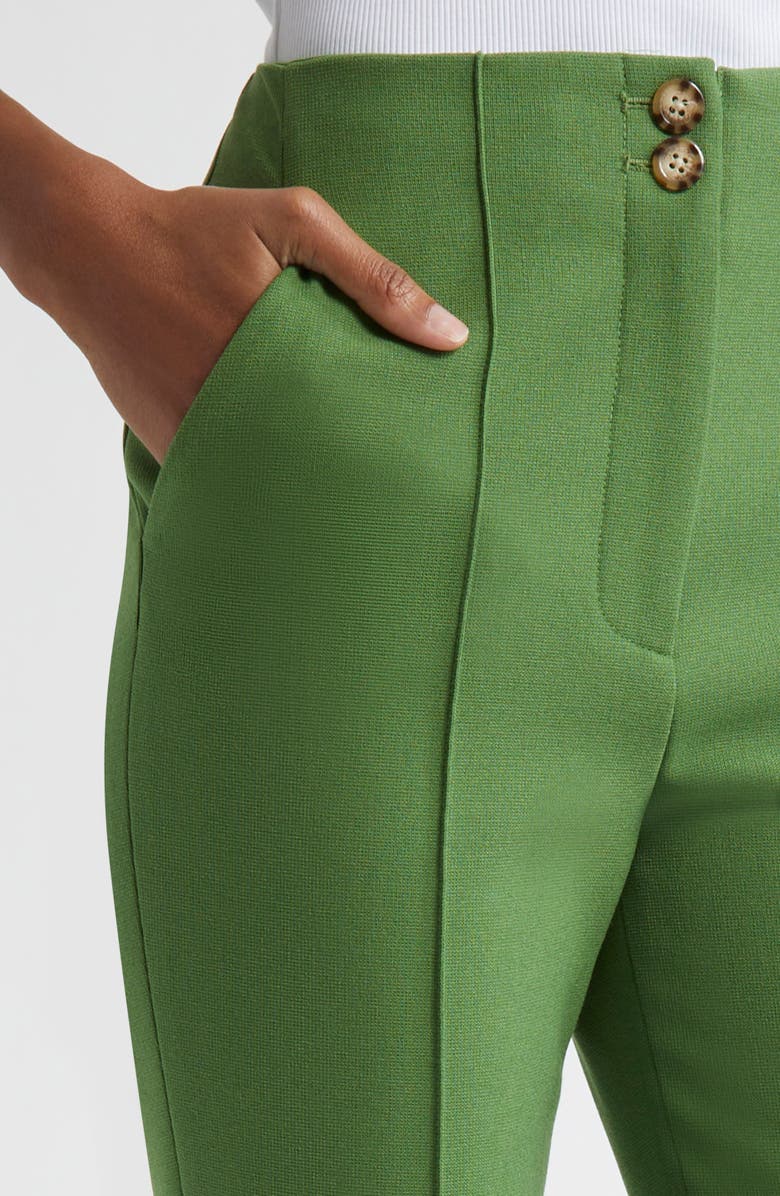 Veronica Beard Kean Clean Waist Pintuck Pleat Crop Pants, Alternate, color, Lemongrass