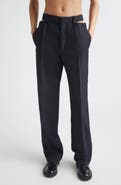 Jil Sander Slashed Waist Wool & Mohair Straight Leg Pants