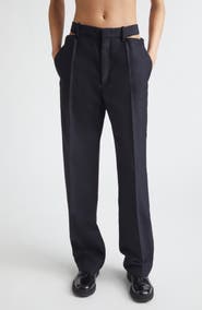 Jil Sander Slashed Waist Wool & Mohair Straight Leg Pants