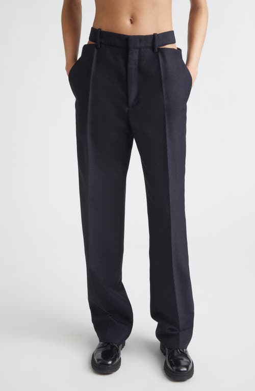 Jil Sander Slashed Waist Wool & Mohair Straight Leg Pants in Midnight at Nordstrom, Size 42