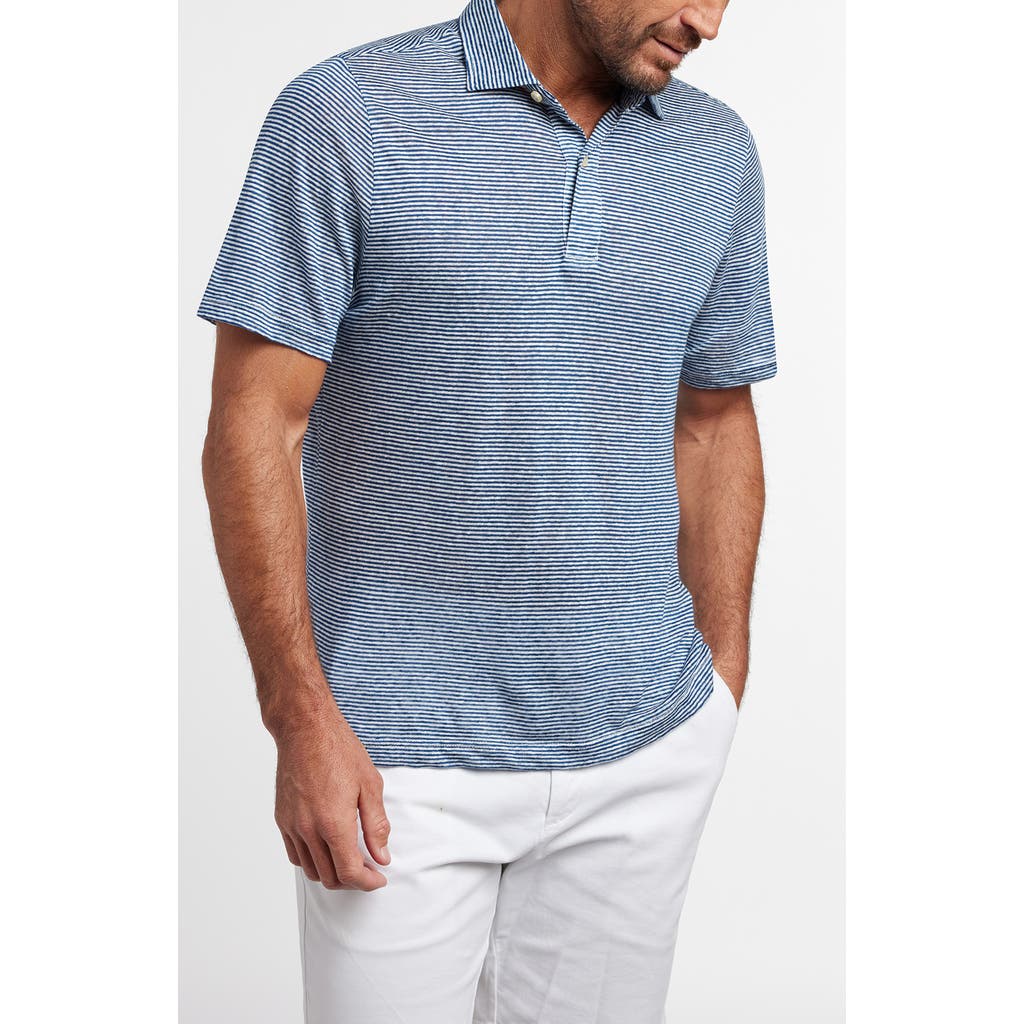 David Donahue Stripe Slub Linen Polo In Pattern