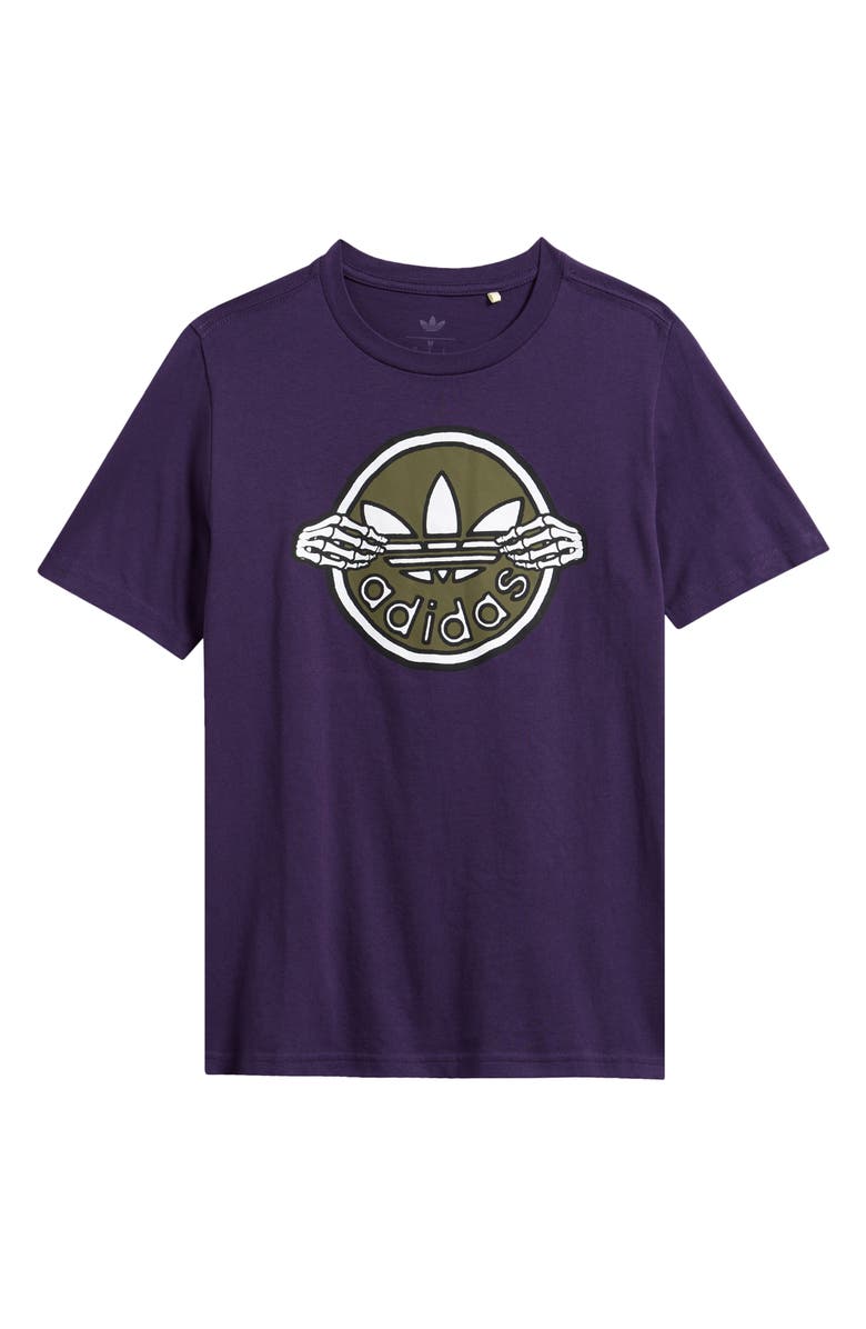 adidas Kids' Skeleton Cotton Graphic T-Shirt, Main, color, Aurora Plum