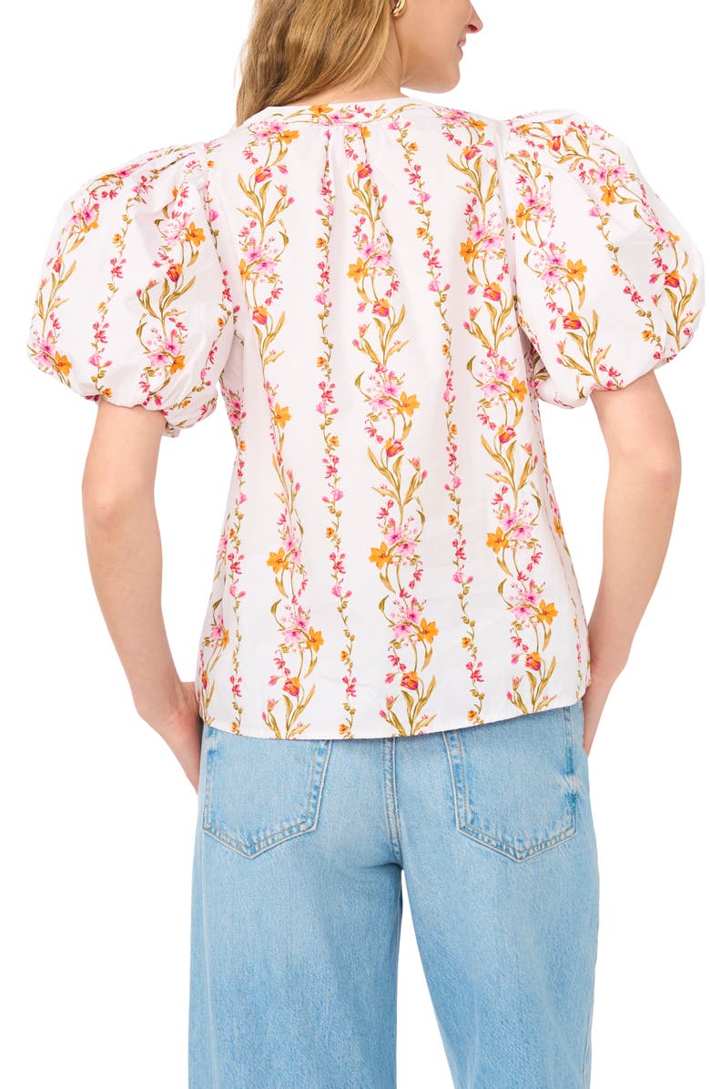 Vince Camuto Floral Puff Sleeve Organdy Top, Alternate, color, Pink Bliss