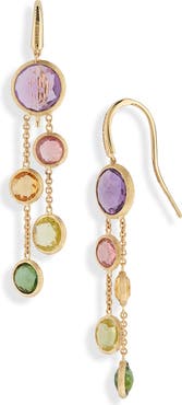 Marco Bicego Jaipur 18K Yellow Gold Mixed Blue Topaz Two-Strand Earrings