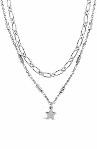 Sterling Forever Linked Star Charm Layered Choker Necklace