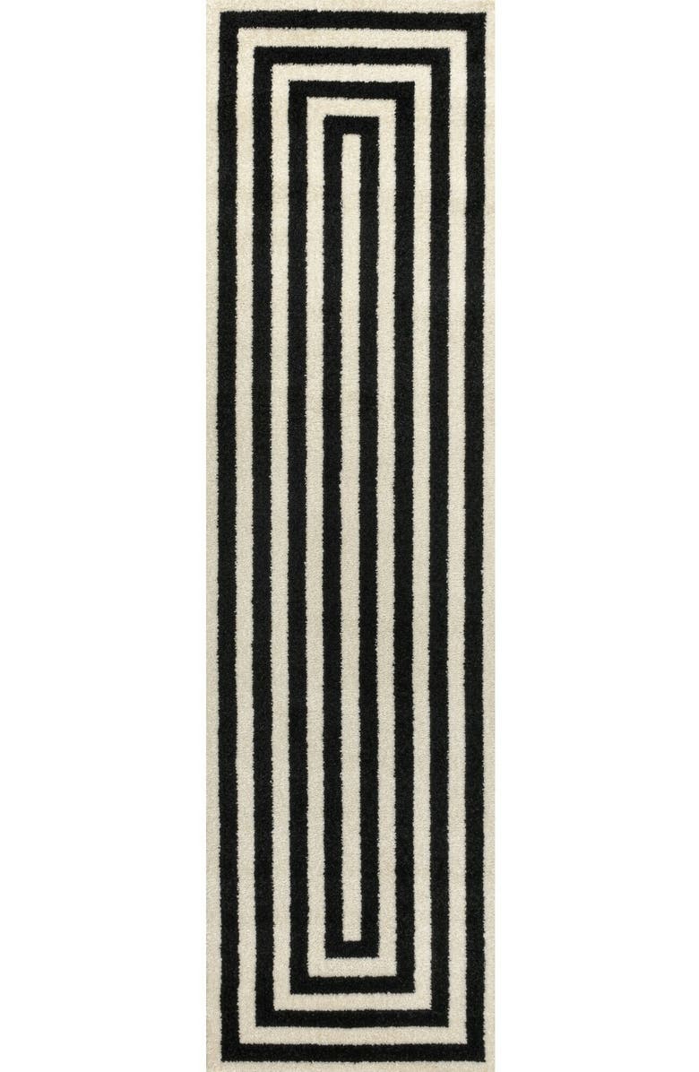 JONATHAN Y Bandol Modern Classic Mitre Stripe Area Rug, Main, color, Black/Ivory