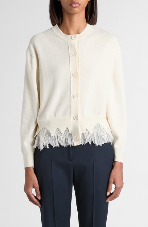 Cobweb Lace Shrunken Wool & Cashmere Cardigan