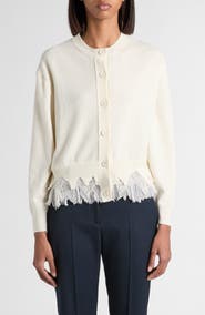 McQueen Cobweb Lace Shrunken Wool 
Cashmere Cardigan