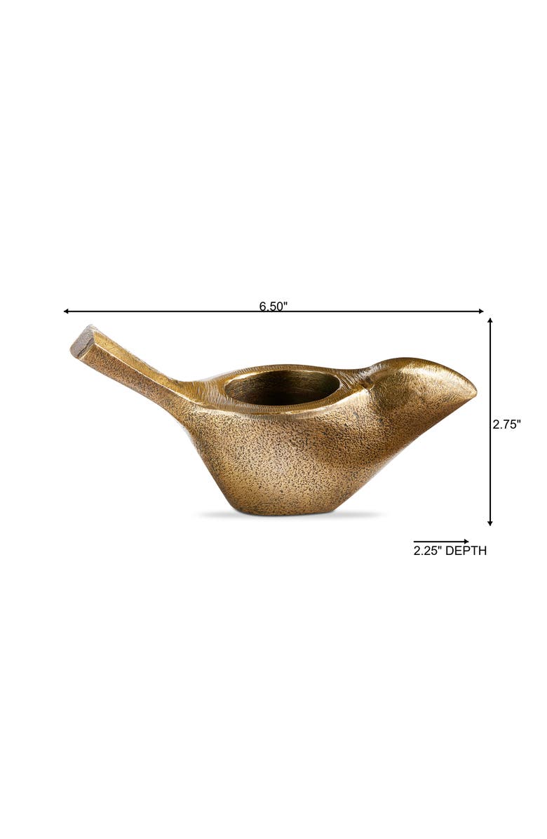 tag Garden Bird Tealight Antique Brass Aluminum Spring, Alternate, color, Gold