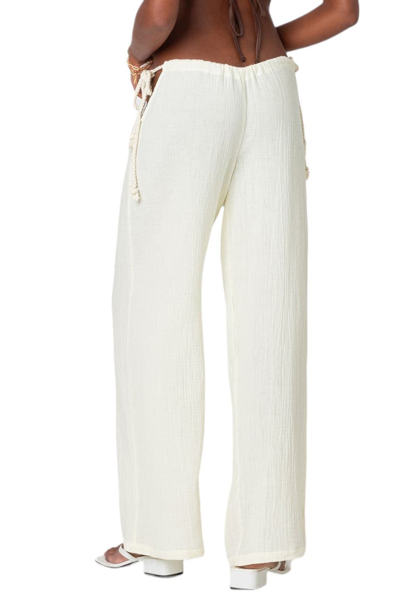 Leoni Cutout Cotton Gauze Pants, Alternate, color, CREAM